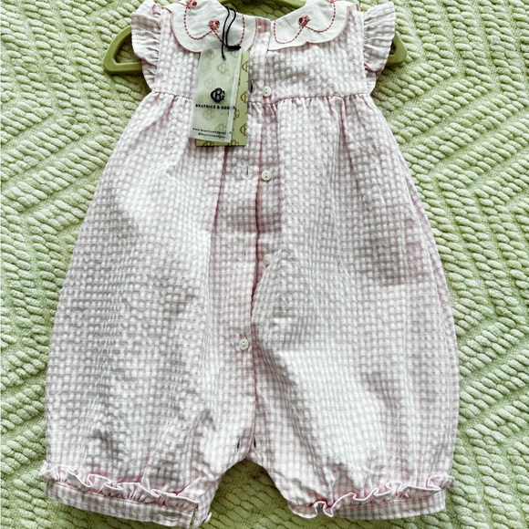 Pink Gingham Baby Romper - Picture 4 of 8